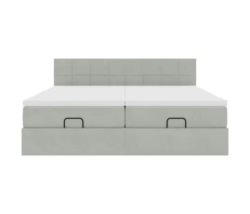 Osmanų Lovos Rėmas Su Čiužiniais, Pilkas, 180X200cm Aksomas