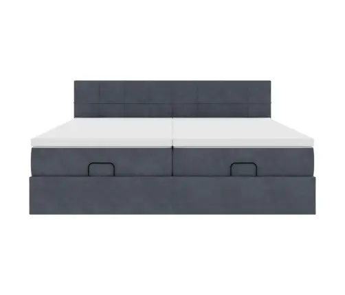 Osmaņu Gultas Rāmis Ar Matračiem Tumši Pelēks 180X200Cm Audums Vidaxl