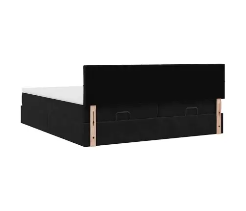 Osmaņu Gultas Rāmis Ar Matračiem Melns 180X200Cm Audums Vidaxl