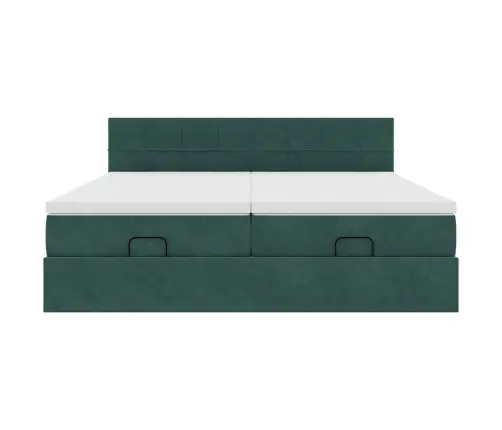 Osmanų Lovos Rėmas Su Čiužiniais, Žalias, 180X200cm Aksomas