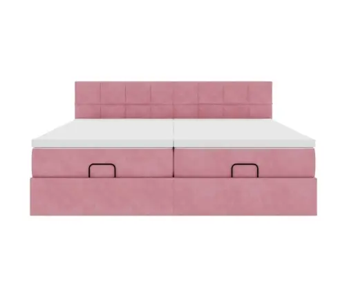 Osmaņu Gultas Rāmis Ar Matračiem Rozā 180X200Cm Audums Vidaxl