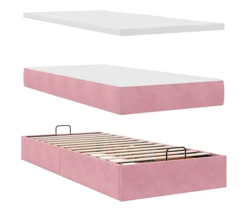 Osmaņu Gultas Rāmis Ar Matračiem Rozā 200X200Cm Audums Vidaxl