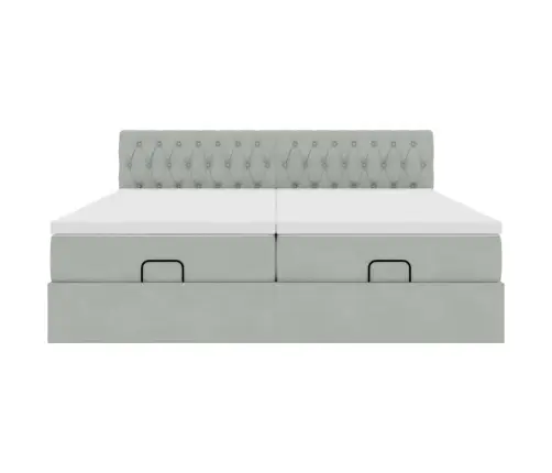 Osmaņu Gultas Rāmis Ar Matračiem Gaiši Pelēks 180X200Cm Audums Vidaxl