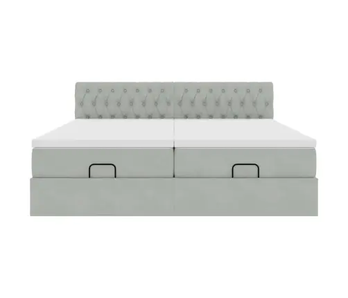 Osmaņu Gultas Rāmis Ar Matračiem Gaiši Pelēks 200X200Cm Audums Vidaxl