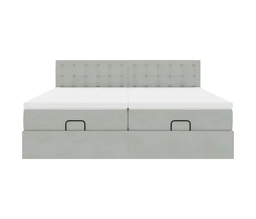 Osmanų Lovos Rėmas Su Čiužiniais, Pilkas, 160X200cm Aksomas