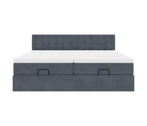 Osmanų Lovos Rėmas Su Čiužiniais, Pilkas, 160X200cm Aksomas