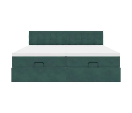 Osmanų Lovos Rėmas Su Čiužiniais, Žalias, 160X200cm Aksomas