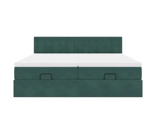 Osmanų Lovos Rėmas Su Čiužiniais, Žalias, 180X200cm Aksomas