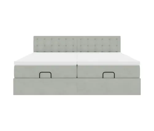 Osmaņu Gultas Rāmis Ar Matračiem Gaiši Pelēks 200X200Cm Audums Vidaxl