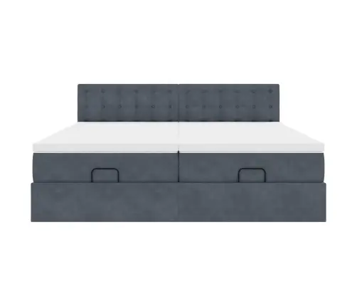 Osmanų Lovos Rėmas Su Čiužiniais, Pilkas, 200X200cm Aksomas