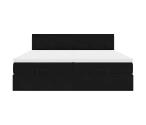 Osmaņu Gultas Rāmis Ar Matračiem Melns 200X200Cm Audums Vidaxl