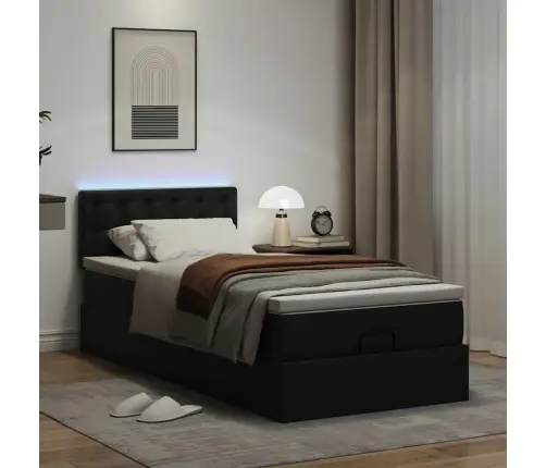 Osmaņu Gultas Rāmis Ar Matraci Melns 80X200Cm Mākslīgā Āda Vidaxl