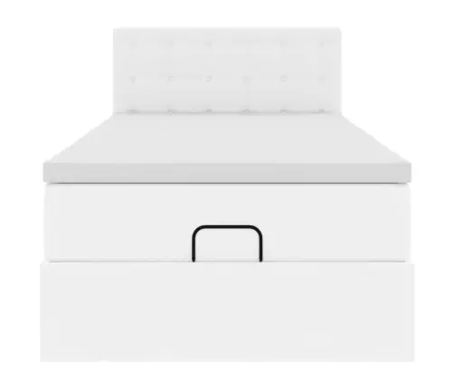 Ottomani Voodi Madratsitega &Ledi, Valge, 200X200 cm Kunstnahk