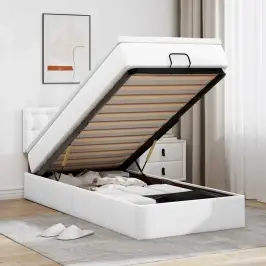 Osmanų Lovos Rėmas Su Čiužiniu, Baltas, 80X200cm Dirbt. Oda Osmanų Lovos Rėmas Su Čiužiniu, Baltas, 80X200cm Dirbt. Oda