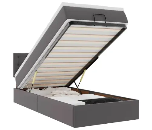 Osmaņu Gultas Rāmis Ar Matrača Pelēks 80X200Cm Mākslīgā Āda Vidaxl