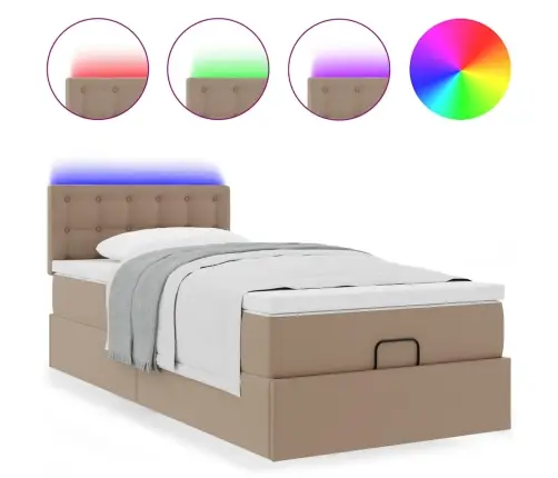 Ottomani Voodiraam Madratsiga, Cappuccino, 80X200 cm Kunstnahk