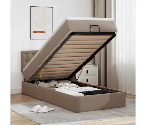 Ottomani Voodiraam Madratsiga, Cappuccino, 80X200 cm Kunstnahk