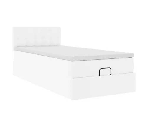 Osmanų Lovos Rėmas Su Čiužiniu, Baltas, 90X190cm Dirbt. Oda