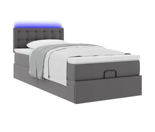 Osmaņu Gultas Rāmis Ar Matrača Pelēks 90X190Cm Mākslīgā Āda Vidaxl