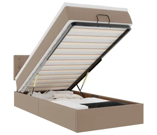 Osmanų Lovos Rėmas Su Čiužiniu, Kapučino, 90X190cm Dirbt. Oda