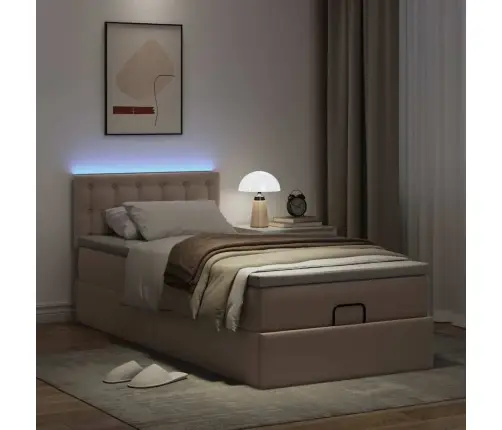 Osmanų Lovos Rėmas Su Čiužiniu, Kapučino, 90X190cm Dirbt. Oda