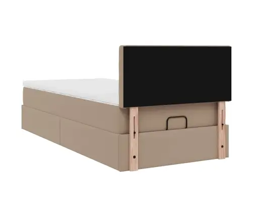 Osmanų Lovos Rėmas Su Čiužiniu, Kapučino, 90X190cm Dirbt. Oda