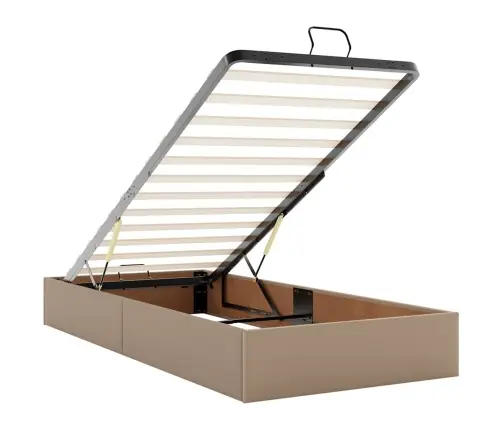 Osmanų Lovos Rėmas Su Čiužiniu, Kapučino, 90X190cm Dirbt. Oda