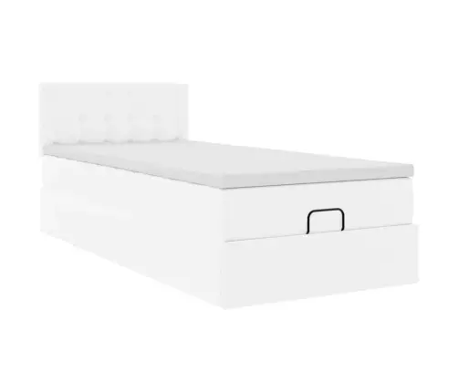 Osmaņu Gultas Rāmis Ar Matrača Tīri Balts 90X200Cm Mākslīgā Āda Vidaxl