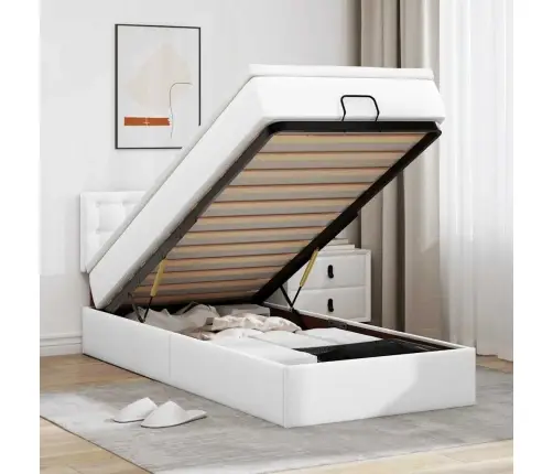 Osmaņu Gultas Rāmis Ar Matrača Tīri Balts 90X200Cm Mākslīgā Āda Vidaxl