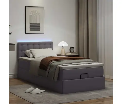 Ottomani Voodiraam Madratsiga, Hall, 90X200cm Kunstnahk