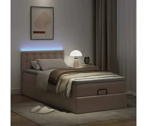 Osmaņu Gultas Rāmis Ar Matrača Kapučīno 90X200Cm Mākslīgā Āda Vidaxl