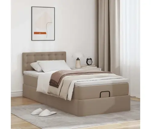 Osmaņu Gultas Rāmis Ar Matrača Kapučīno 90X200Cm Mākslīgā Āda Vidaxl