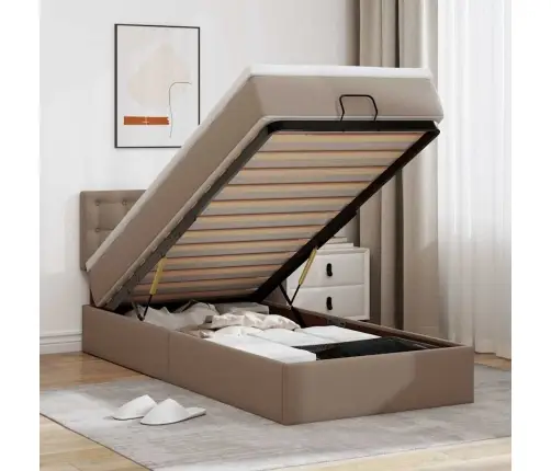 Osmaņu Gultas Rāmis Ar Matrača Kapučīno 90X200Cm Mākslīgā Āda Vidaxl