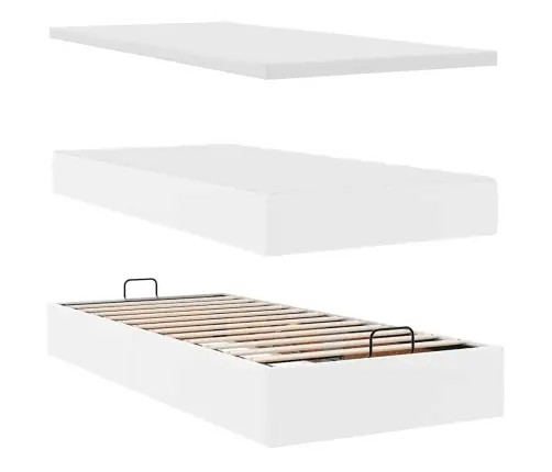 Ottomani Voodiraam Madratsiga, Puhasvalge, 100X200cm Kunstnahk