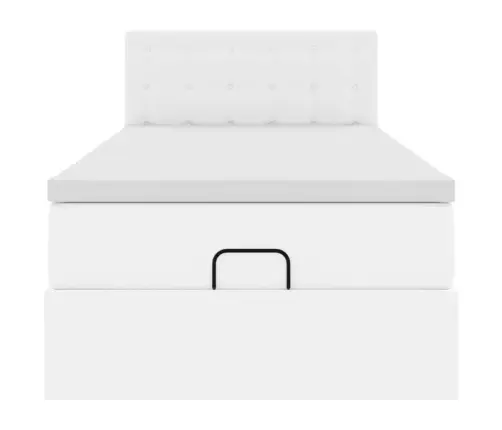 Ottomani Voodiraam Madratsiga, Puhasvalge, 100X200cm Kunstnahk