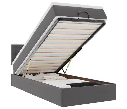 Osmaņu Gultas Rāmis Ar Matrača Pelēks 100X200Cm Mākslīgā Āda Vidaxl