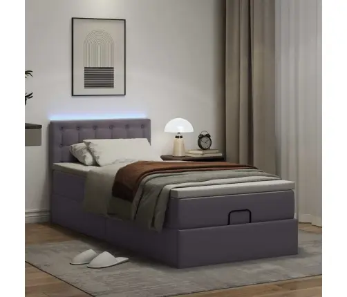 Osmaņu Gultas Rāmis Ar Matrača Pelēks 100X200Cm Mākslīgā Āda Vidaxl