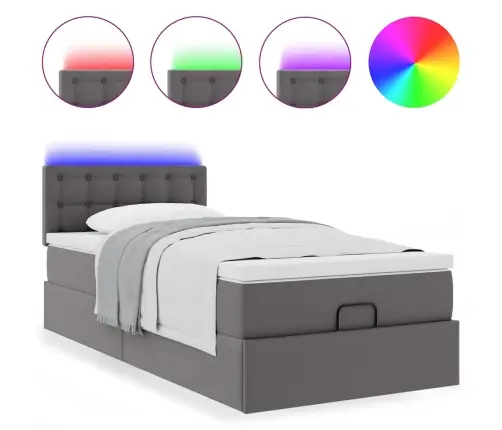 Osmaņu Gultas Rāmis Ar Matrača Pelēks 100X200Cm Mākslīgā Āda Vidaxl