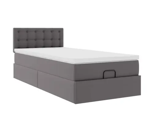 Osmaņu Gultas Rāmis Ar Matrača Pelēks 100X200Cm Mākslīgā Āda Vidaxl