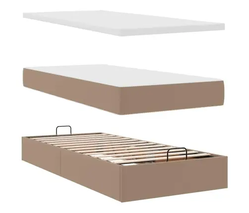 Osmaņu Gultas Rāmis Ar Matrača Kapučīno 100X200Cm Mākslīgā Āda Vidaxl