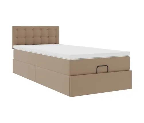 Osmaņu Gultas Rāmis Ar Matrača Kapučīno 100X200Cm Mākslīgā Āda Vidaxl
