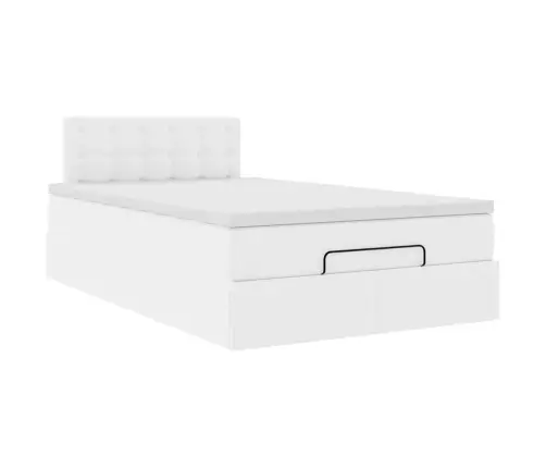 Ottomani Voodi Madratsitega &Ledi, Valge, 120X190 cm Kunstnahk