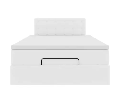 Ottomani Voodi Madratsitega &Ledi, Valge, 120X190 cm Kunstnahk