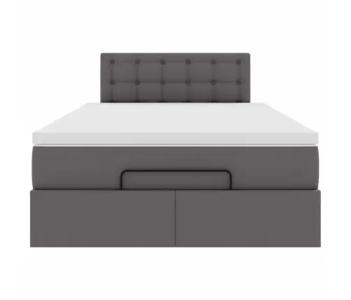 Osmaņu Gulta Ar Matračiem Un Led, Pelēks 120X190Cm Mākslīgā Āda Vidaxl