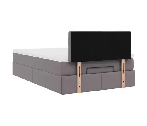 Osmaņu Gulta Ar Matračiem Un Led, Pelēks 120X190Cm Mākslīgā Āda Vidaxl