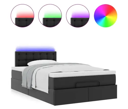 Osmanų Lovos Rėmas Su Čiužiniu, Juoda, 120X200cm Dirbtinė Oda