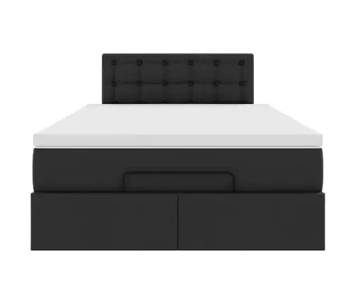 Osmanų Lovos Rėmas Su Čiužiniu, Juoda, 120X200cm Dirbtinė Oda