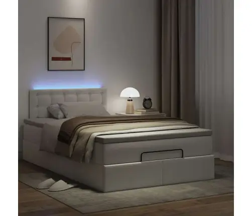 Osmanų Lovos Rėmas Su Čiužiniu, Baltas, 120X200cm Dirbt. Oda