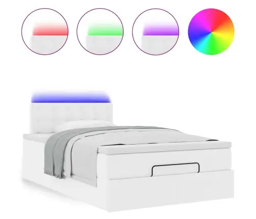 Osmanų Lovos Rėmas Su Čiužiniu, Baltas, 120X200cm Dirbt. Oda