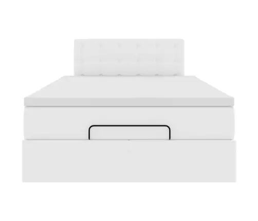 Osmanų Lovos Rėmas Su Čiužiniu, Baltas, 120X200cm Dirbt. Oda